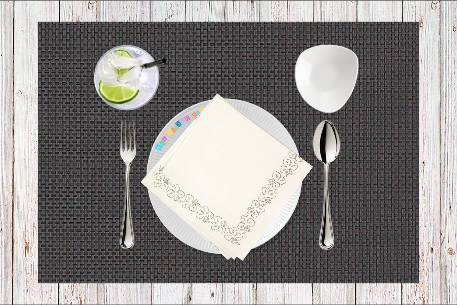 White Flower Border Paper Napkin - (Pack of 20) - The Tissue Store White Flower Border Paper Napkin - (Pack of 20)