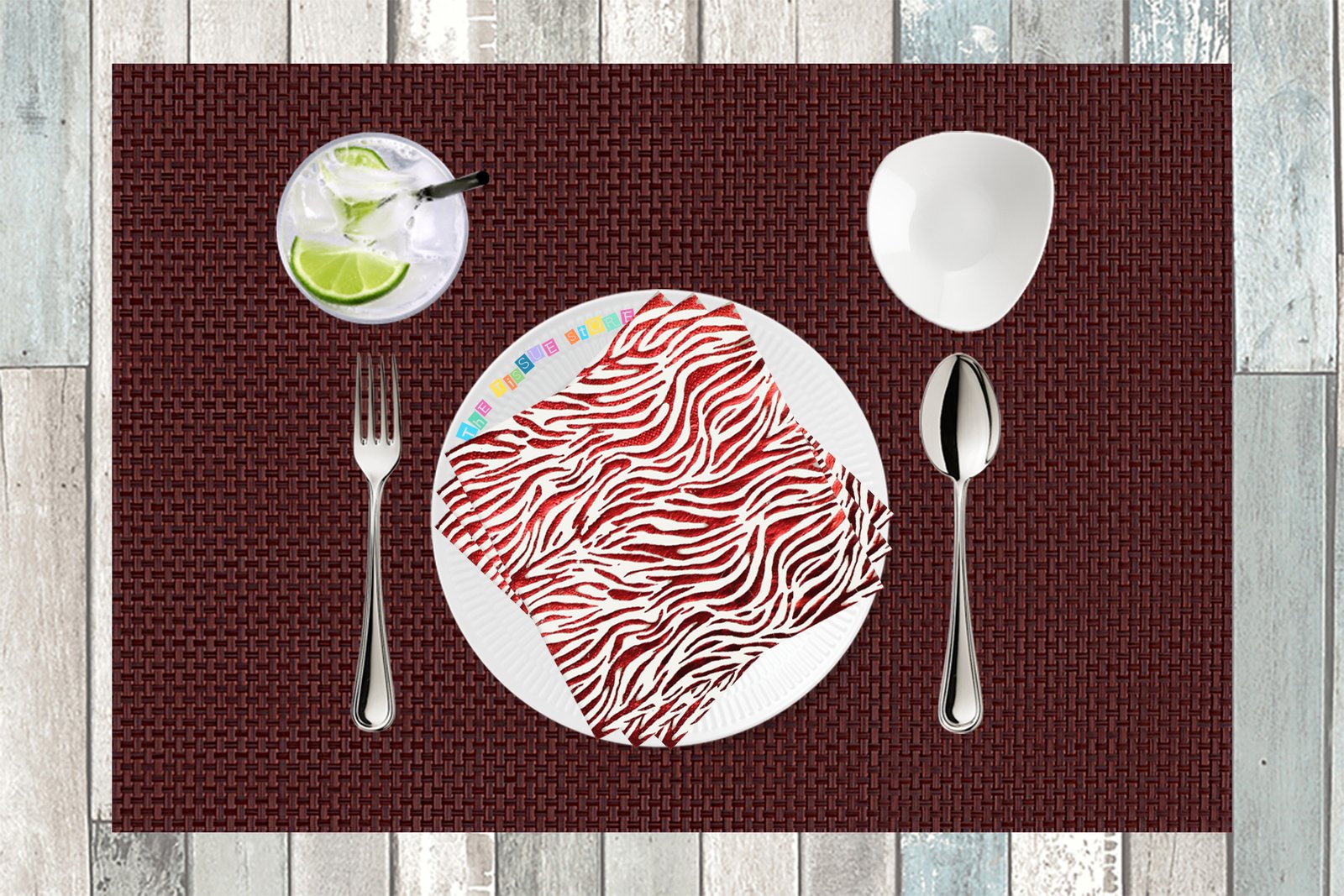 Metallic Red Animal Print Paper Napkin - (Pack of 20) - The Tissue Store Metallic Red Animal Print Paper Napkin - (Pack of 20)