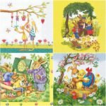 Decoupage Paper Napkins - Bunnies Print (4 Sheets)