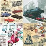 Decoupage Paper Napkins - Transport Print B (4 Sheets)