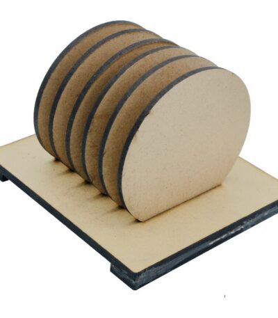 Coaster with Stand MDF Circle 6Pcs Set (for Craft/Activity/Decoupage/Painting/DIY)