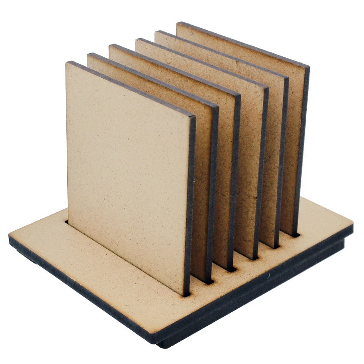 Coaster with Stand MDF Square 6Pcs Set (for Craft/Activity/Decoupage/Painting/DIY) - The Tissue Store Coaster with Stand MDF Square 6Pcs Set (for Craft/Activity/Decoupage/Painting/DIY)