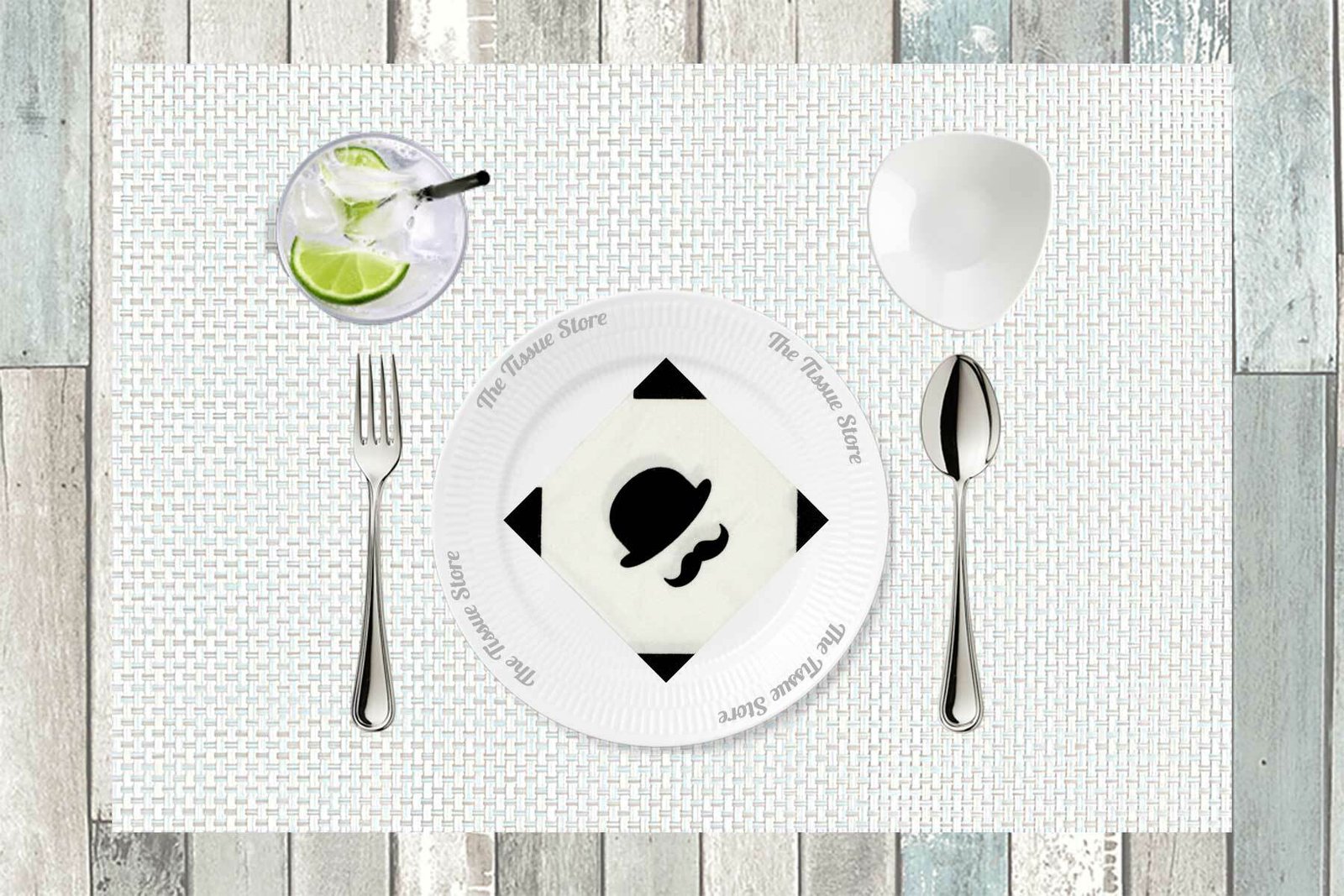 Breakfast / Cocktail Paper Napkin - Black Hat Print - (Pack of 20) - The Tissue Store Breakfast / Cocktail Paper Napkin - Black Hat Print - (Pack of 20)