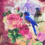 Decoupage Paper Napkins - Blue Bird With Flowers
