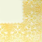 Cream & Gold/Yellow Selfprint Paper Napkin - (Pack of 50)