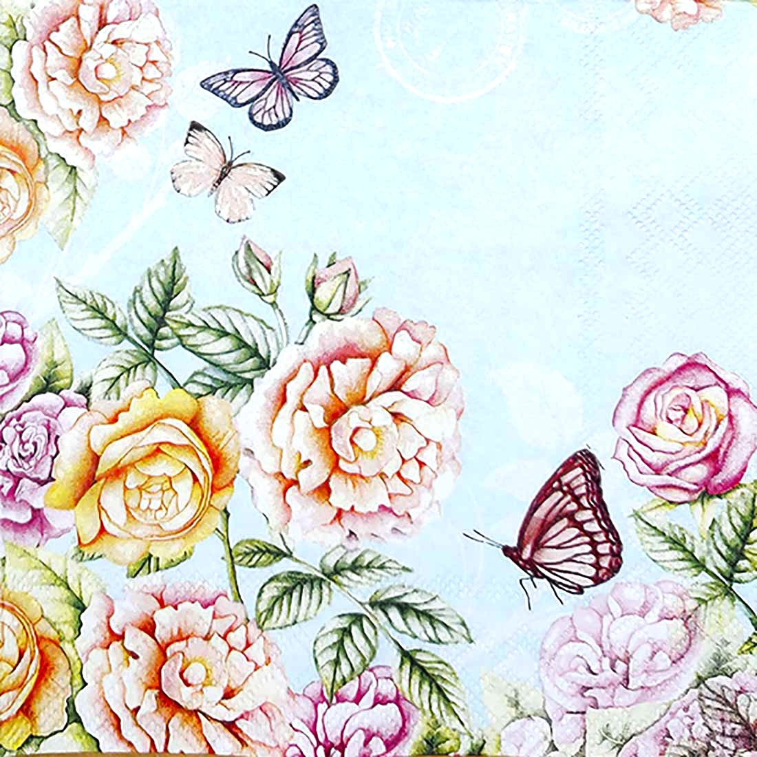 Decoupage Paper Napkins - Botanical Garden Sky Blue - The Tissue Store Decoupage Paper Napkins - Botanical Garden Sky Blue