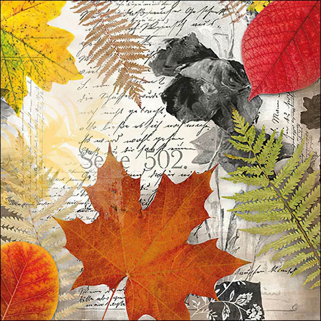 Decoupage Paper Napkins - Leaves on a Letter - The Tissue Store Decoupage Paper Napkins - Leaves on a Letter