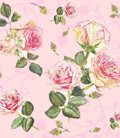 Decoupage Paper Napkins - Floral Rosie Rose - Baby Pink