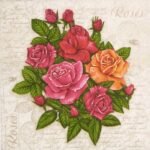 Decoupage Paper Napkins - Postcard with Roses