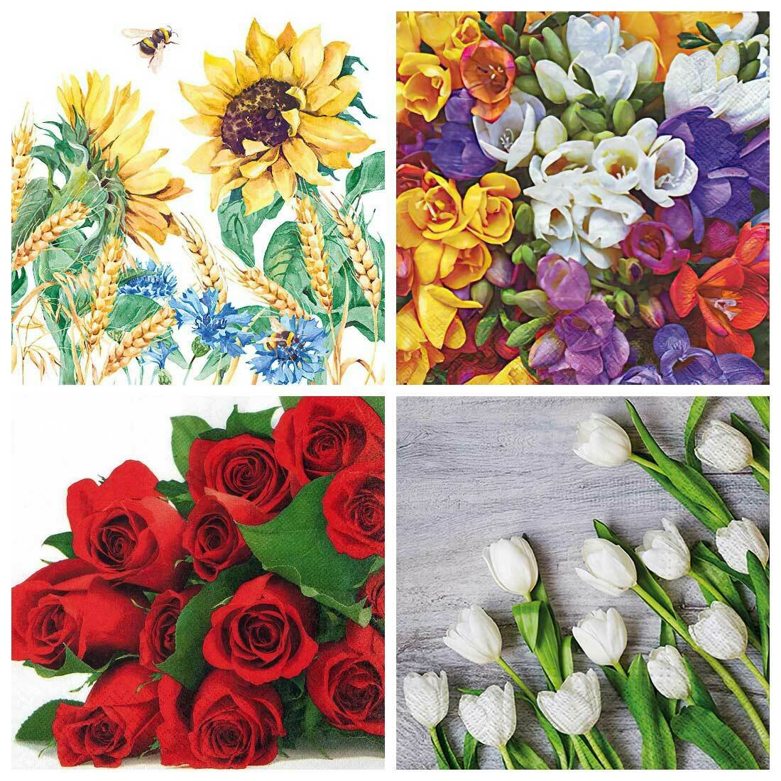 Decoupage Paper Napkins - Floral 21 (4 Sheets) - The Tissue Store Decoupage Paper Napkins - Floral 21 (4 Sheets)