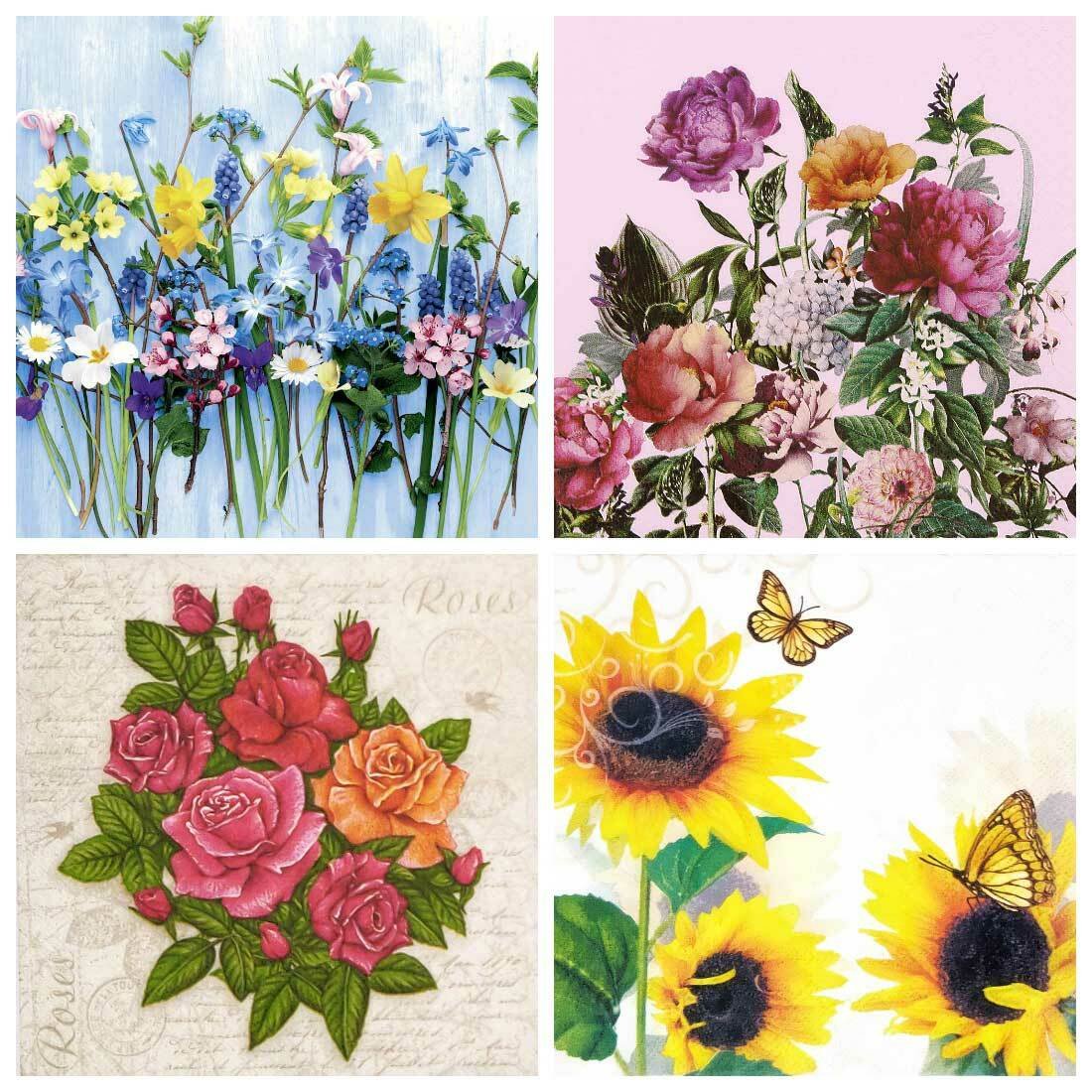 Decoupage Paper Napkins - Floral 22 (4 Sheets) - The Tissue Store Decoupage Paper Napkins - Floral 22 (4 Sheets)