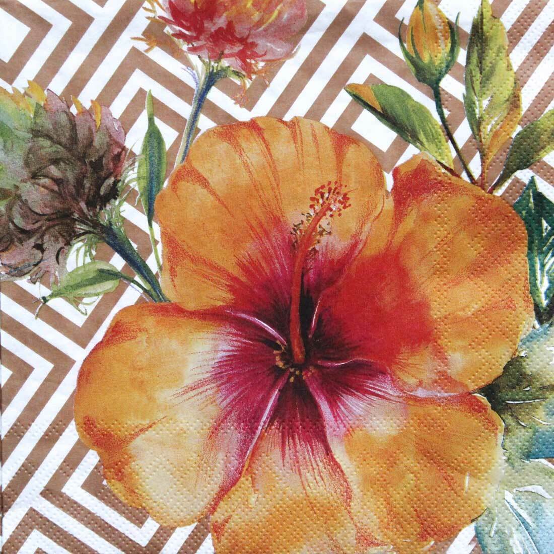 Decoupage Paper Napkins - Tropical Hibiscus Copper - The Tissue Store Decoupage Paper Napkins - Tropical Hibiscus Copper
