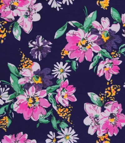 Decoupage Paper Napkins - Flower Meadow Pattern Dark Blue