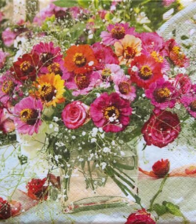 Decoupage Paper Napkins - Garden Zinnias