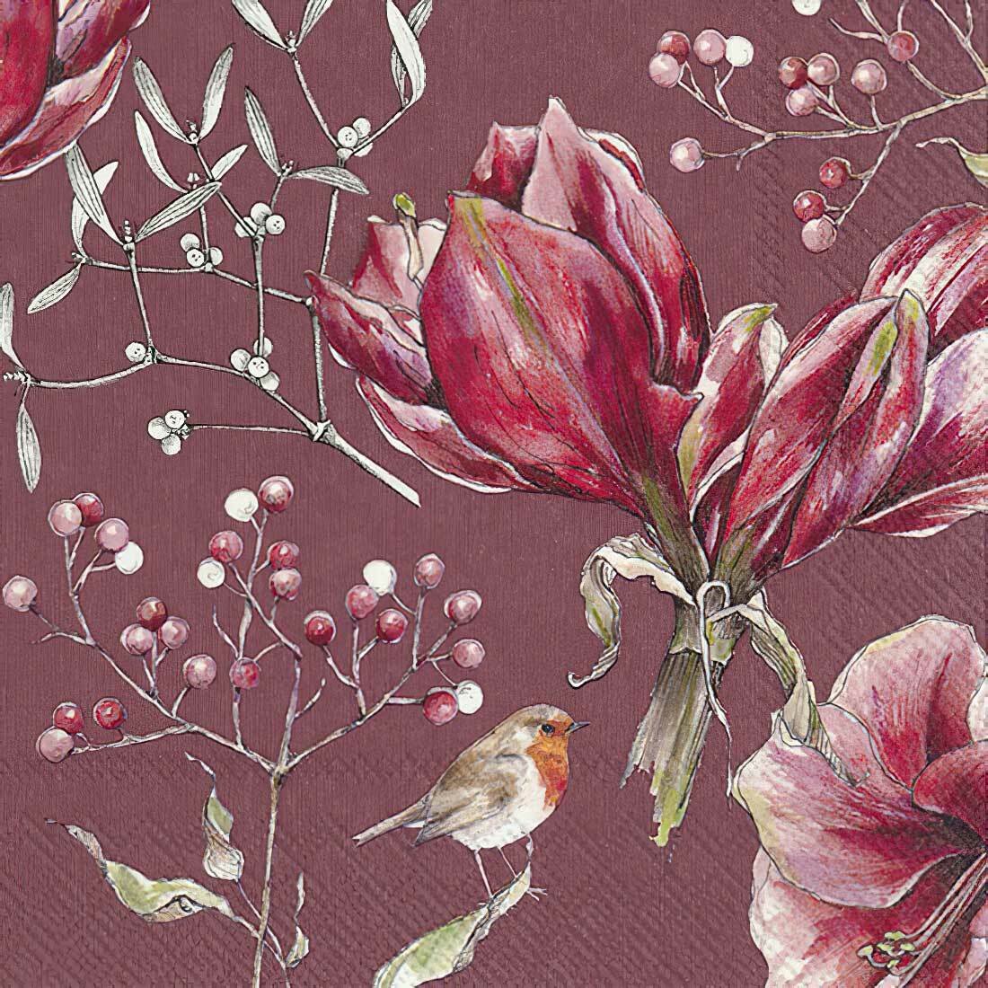 Decoupage Paper Napkins - Winter Amaryllis - The Tissue Store Decoupage Paper Napkins - Winter Amaryllis