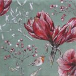 Decoupage Paper Napkins - Winter Amaryllis Green