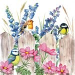 Decoupage Paper Napkins - Birds On A Fence