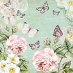 Decoupage Paper Napkins - Botanical Green with Butterflies