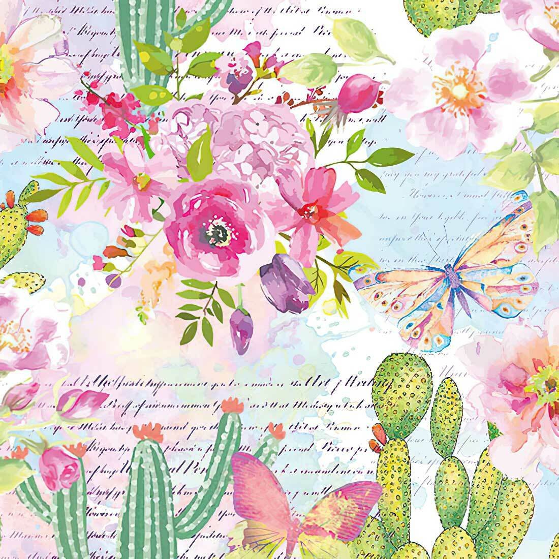 Decoupage Paper Napkins - Roses & Cacti - The Tissue Store Decoupage Paper Napkins - Roses & Cacti