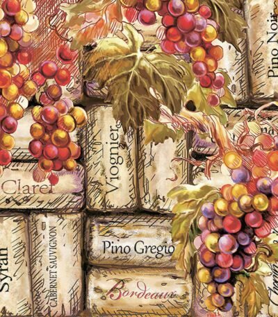 Decoupage Paper Napkins - Grapes and Corks