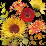 Decoupage Paper Napkins - Sunny Flowers Black Sunflower