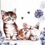 Decoupage Paper Napkins - Cats and Bees