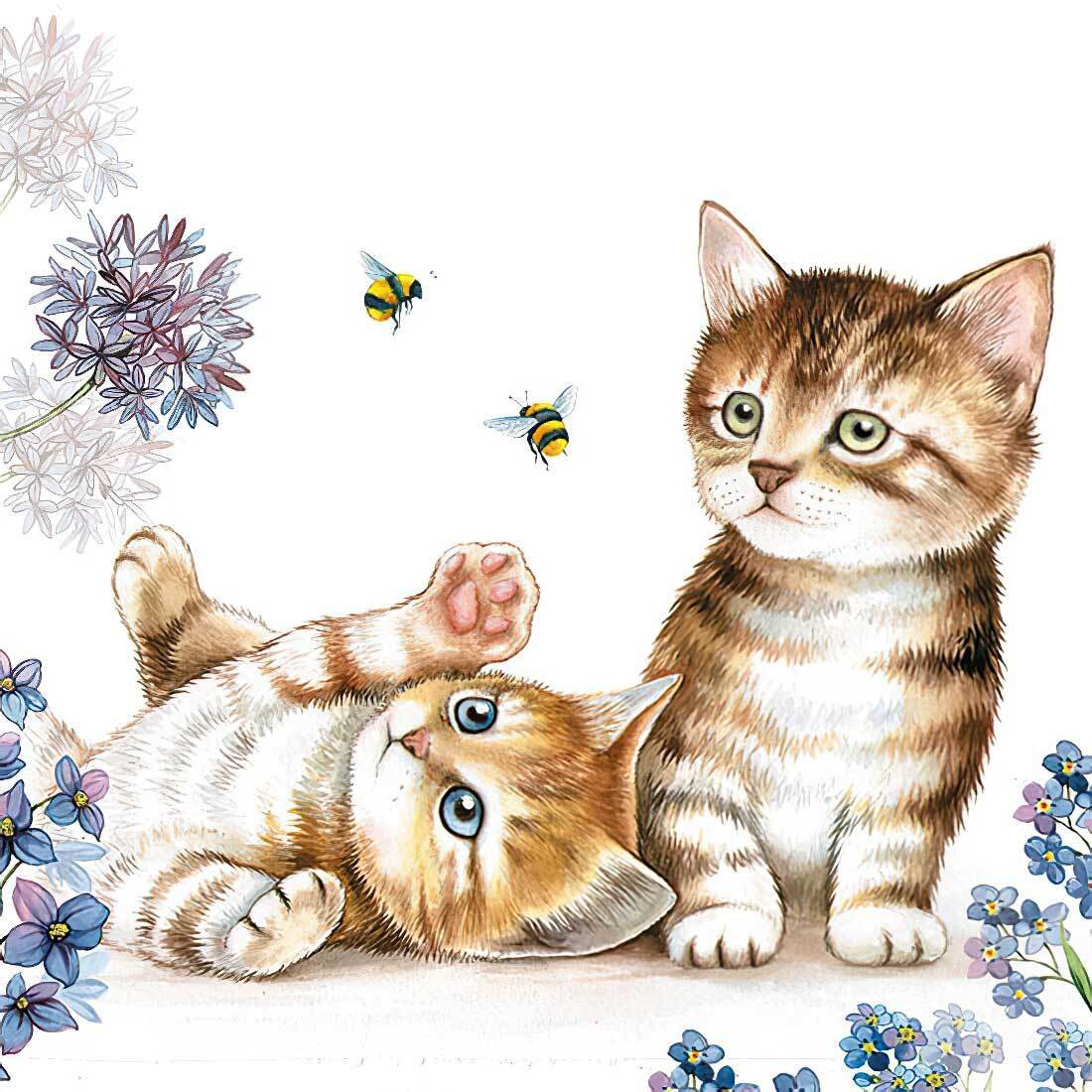 Decoupage Paper Napkins - Cats and Bees - The Tissue Store Decoupage Paper Napkins - Cats and Bees