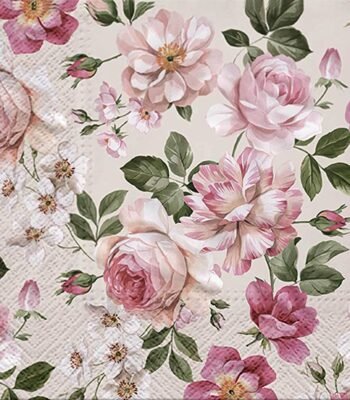 Decoupage Paper Napkins - Roses Glory Cream