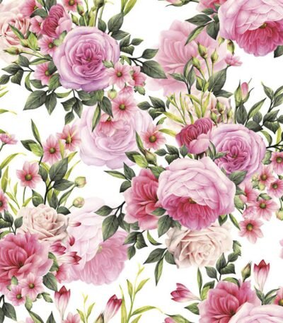 Decoupage Paper Napkins - Rose Twigs with Leaves and Flowers