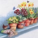 Decoupage Paper Napkins - Windowsill with Flower Pots