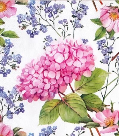 Decoupage Paper Napkins - Pink Hydrangea and Forget