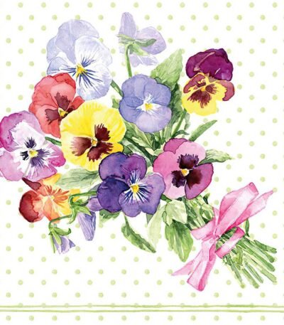 Decoupage Paper Napkins - Bunch of Violets Green