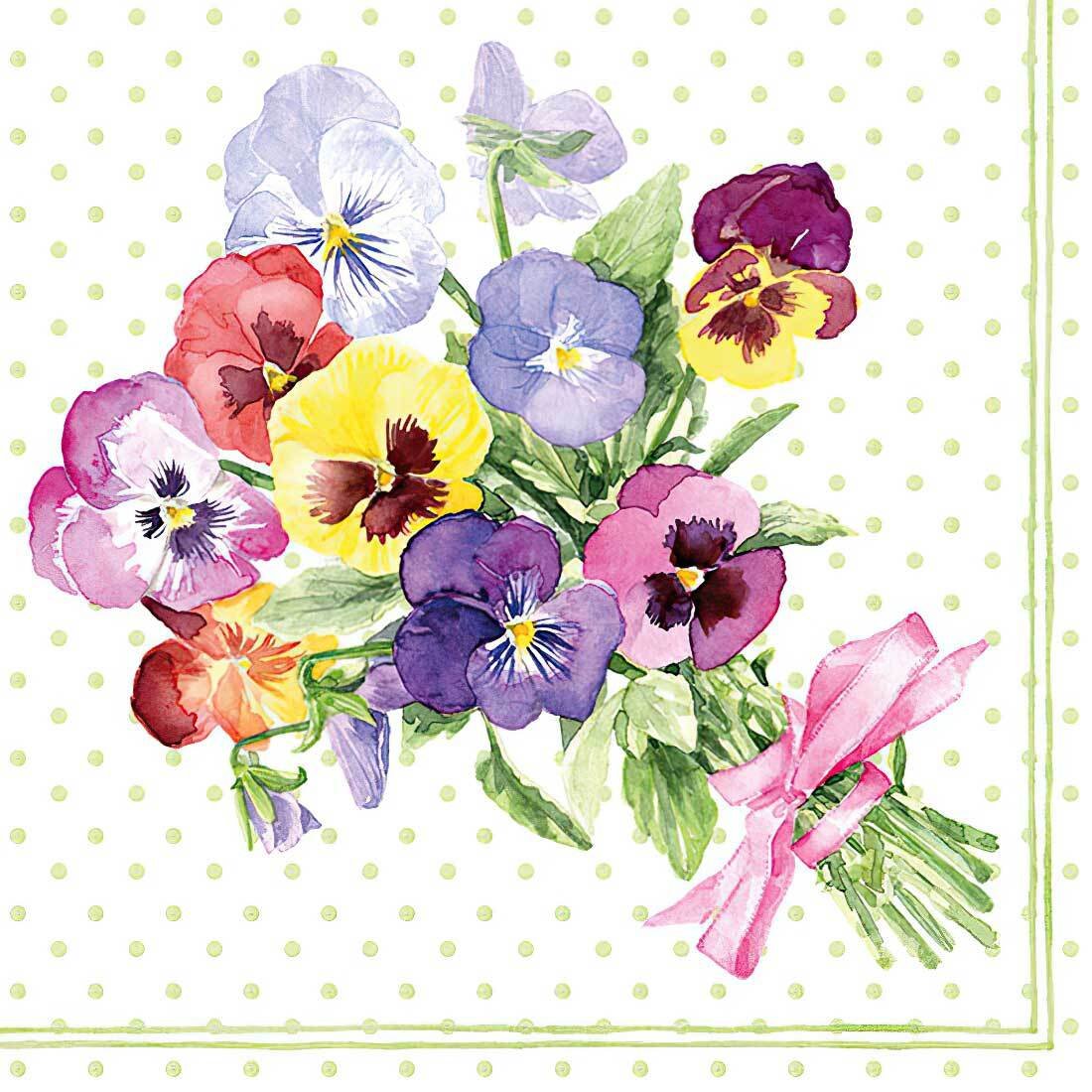Decoupage Paper Napkins - Bunch of Violets Green - The Tissue Store Decoupage Paper Napkins - Bunch of Violets Green