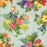 Decoupage Paper Napkins - Flowers and Fruits Green