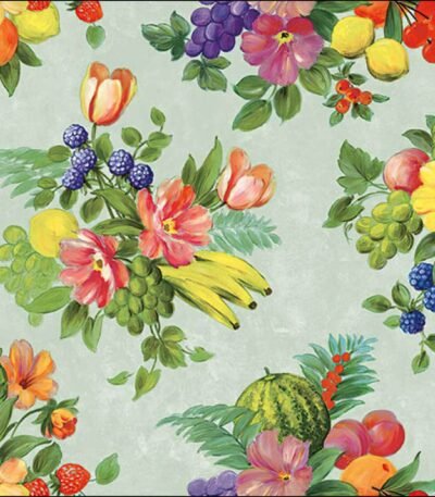 Decoupage Paper Napkins - Flowers and Fruits Green