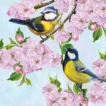 Decoupage Paper Napkins - Tits on Cherry Blossom Twig