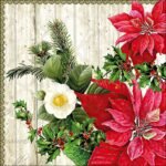 Decoupage Paper Napkins - Poinsettia On Wood