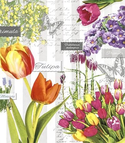 Decoupage Paper Napkins - Spring Flowering Grey