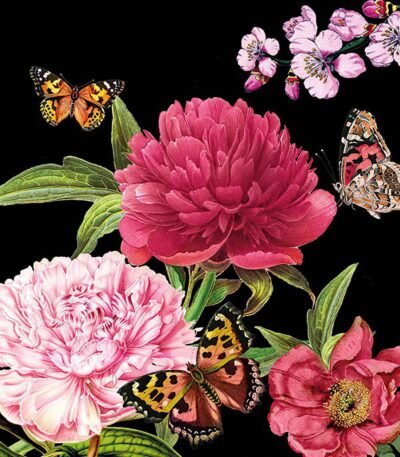 Decoupage Paper Napkins - Peonien Black