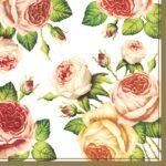 Decoupage Paper Napkins - Tea Roses White