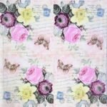 Decoupage Paper Napkins - Pastel Flowers w Butterfly