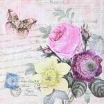 Decoupage Paper Napkins - Pastel Flowers w Butterfly