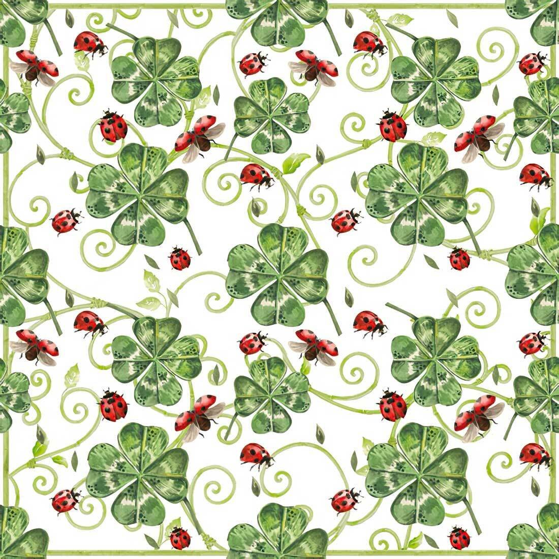 Decoupage Paper Napkins - Clover & Ladybugs - The Tissue Store Decoupage Paper Napkins - Clover & Ladybugs