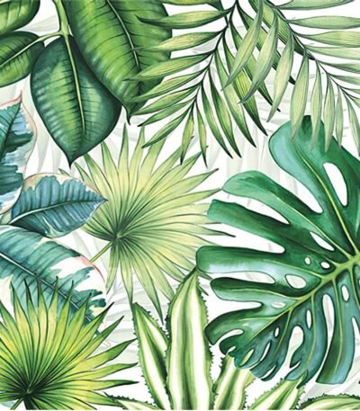 Decoupage Paper Napkins - Tropical Leaves White