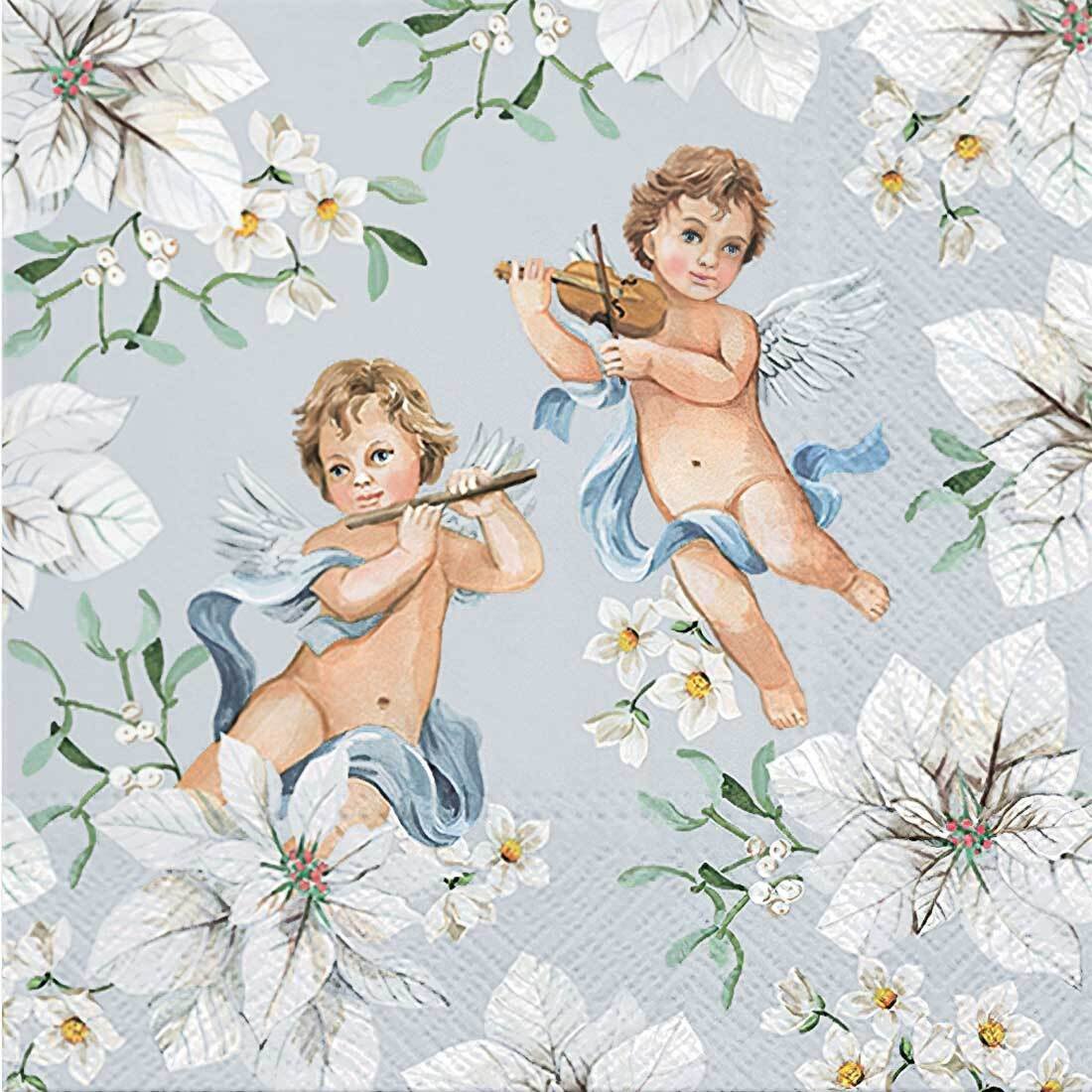 Decoupage Paper Napkins - Angels in Flowers Silver - The Tissue Store Decoupage Paper Napkins - Angels in Flowers Silver