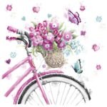 Decoupage Paper Napkins - Pink Bicycle with Basket