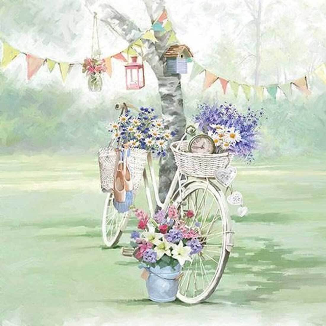 Decoupage Paper Napkins - Bike Against Tree - The Tissue Store Decoupage Paper Napkins - Bike Against Tree