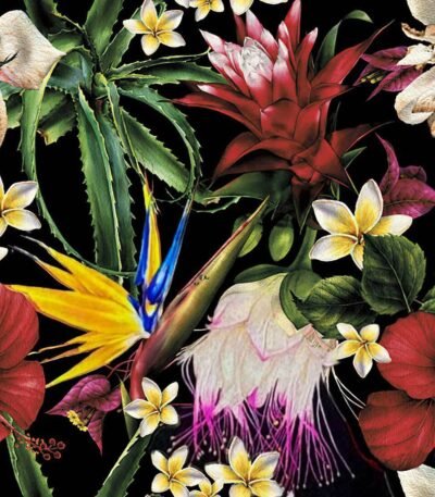 Decoupage Paper Napkins - Paradise Flowers On Black