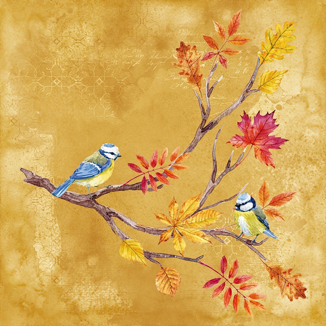 Decoupage Paper Napkins - Oiseaux Sur Branche De - The Tissue Store Decoupage Paper Napkins - Oiseaux Sur Branche De