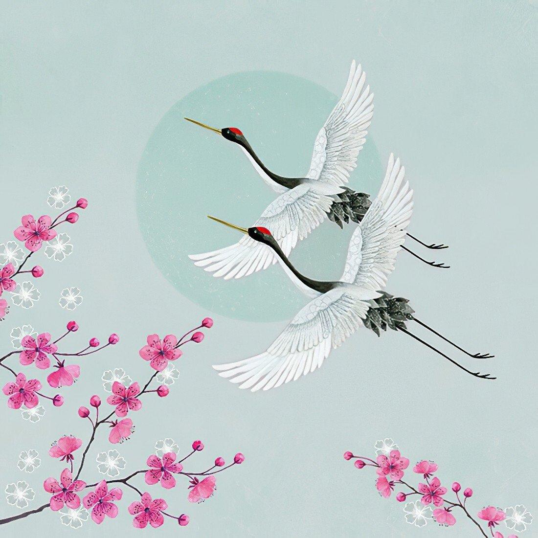 Decoupage Paper Napkins - Cranes Green - The Tissue Store Decoupage Paper Napkins - Cranes Green